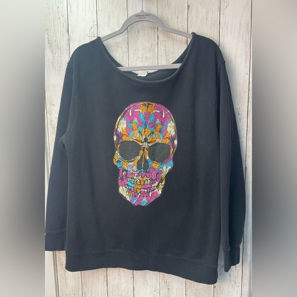 Awkward Styles Black Sweatshirt with Colorful Skull Design size 2X - Picture 1 of 8